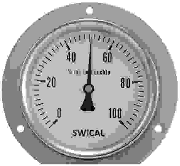Hygromètre mécanique pour montage direct sur des canaux de ventilation.
