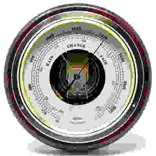 Barometer mit Sichtwerk Messing/Echtholz