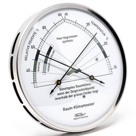 Station Météo Analogique En Inox Brossé – Baromètre, Thermomètre, Hygromètre – Blanc