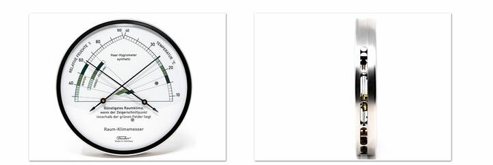 Wohnklima-Hygrometer mit Thermometer 1222-01 Fischer Raum-Klimamesser  mit Kreuzzeiger