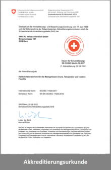 Akkreditierungsurkunde Kalibrierstelle SCS0034
